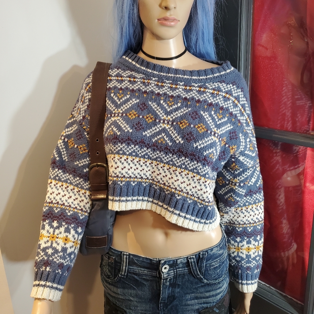 BDG Boho Patterned Cropped Sweater